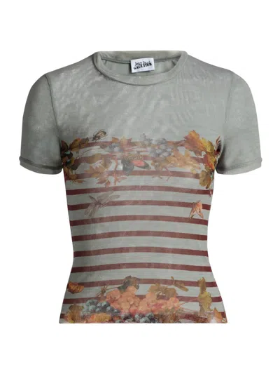 Jean Paul Gaultier Women's Printed Knit Top In Gray