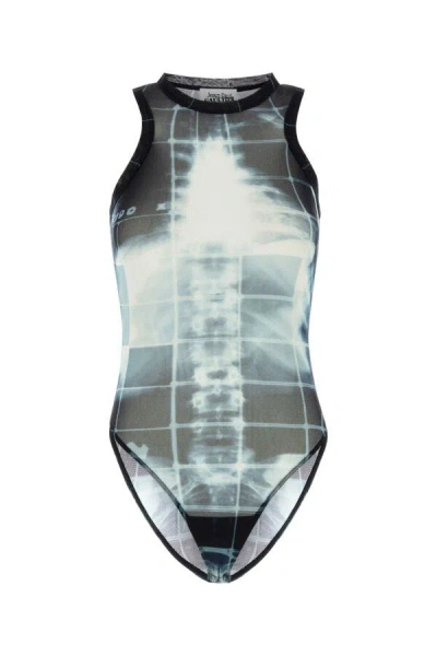 JEAN PAUL GAULTIER JEAN PAUL GAULTIER WOMEN PRINTED MESH BODYSUIT
