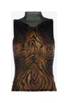 Jean Paul Gaultier Women Printed Tulle The Wood Tank Top In Brown