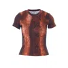 Jean Paul Gaultier Python-print Crew-neck T-shirt In Brown