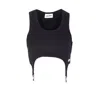 Jean Paul Gaultier Cotton Ribbed Bra With Lingerie Garter Clothing In Black
