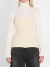 Jean Paul Gaultier Ribbed-knit Wool-blend Turtleneck Sweater In Neutral