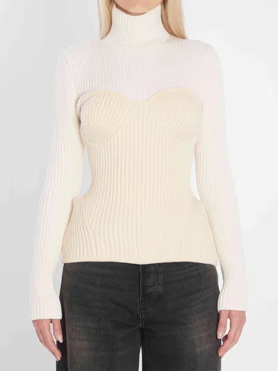 Jean Paul Gaultier Women Ribbed Knit Pullover In Neutral