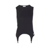 Jean Paul Gaultier Women Ribbed Tank Top With Lingerie Garter In Black