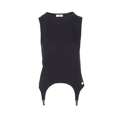 JEAN PAUL GAULTIER JEAN PAUL GAULTIER WOMEN RIBBED TANK TOP WITH LINGERIE GARTER