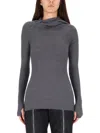Jean Paul Gaultier Fitted Ribbed Merino Wool Sweater In Blue