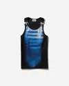 Jean Paul Gaultier Sleeveless Blue Cotton Striped Top Le Male With Wide Neckline In Multicolor