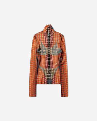 Jean Paul Gaultier Women S Re-edition Dots Mesh Top Orange In Multi