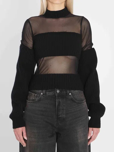Jean Paul Gaultier Women Sheer-effect Sweater In Black