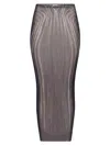 Jean Paul Gaultier Women Spiral Printed Mesh Long Skirt In Brown