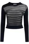 Jean Paul Gaultier "striped Mesh Sailor Shirt In Blue