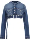 Jean Paul Gaultier Short Belted Denim Jacket In Blue