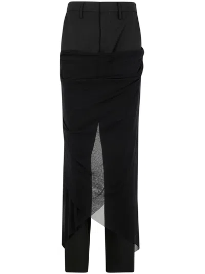 JEAN PAUL GAULTIER JEAN PAUL GAULTIER WOMEN TAILORED PANT WITH MESH SARONG