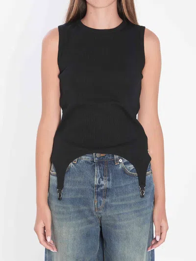 Jean Paul Gaultier Women Tank Top With Lingerie Garter In Black