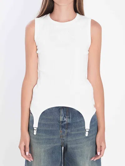 Jean Paul Gaultier Women Tank Top With Lingerie Garter In White