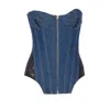 Jean Paul Gaultier Women The Bi-material Denim Corset In Blue