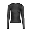 Jean Paul Gaultier Womens Velvet-branding Long-sleeves Stretch-woven Top Black