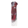 Jean Paul Gaultier Women The Long Red Blurry Roses Dress In Multi