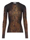 Jean Paul Gaultier Sheer Tulle Wood Top In Brown