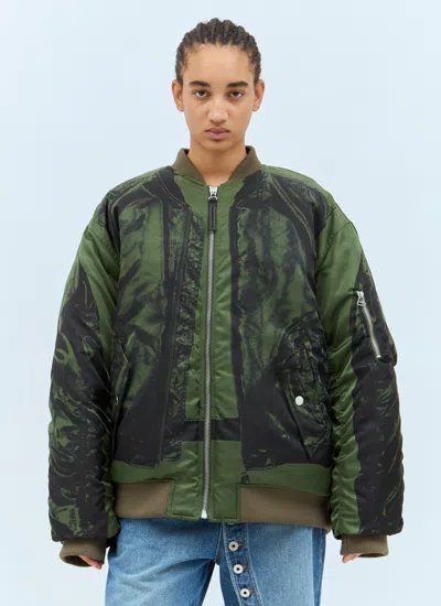Jean Paul Gaultier Khaki 'the Trompe L'œil' Bomber Jacket In Green