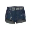 Jean Paul Gaultier Women Trompe L'oeil Printed Denim Mini Shorts In Blue
