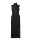 Jean Paul Gaultier Women Tulle Maxi Dress With Halterneck, Sequins, And Embellishments In Black