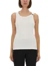 Jean Paul Gaultier Ribbed Texture Scoop Neck Sleeveless Top In White