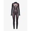 Jean Paul Gaultier Womens Black Brown Printed Long-sleeves Woven Jumpsuit Xs In Multi