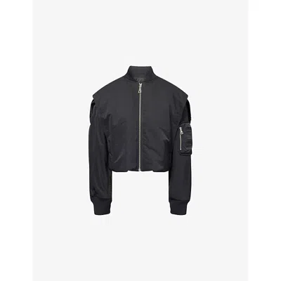 Jean Paul Gaultier Womens Black Crop Relaxed-fit Woven Jacket