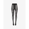 Jean Paul Gaultier Womens Black Logo-script Sheer Tights In Black