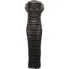 Jean Paul Gaultier Nylon Long Dress With Viscose Mariniere Stripes In Black In Black