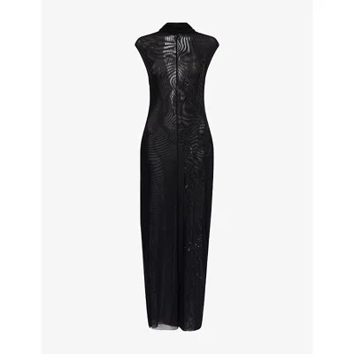 JEAN PAUL GAULTIER WOMENS JEAN PAUL GAULTIER MOCK-NECK SEQUIN STRETCH-MESH MAXI DRESS