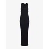 Jean Paul Gaultier Womens Black Ribbed Scoop-neck Cotton-jersey Midi Dress