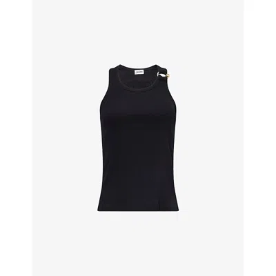 Jean Paul Gaultier Womens Black Ribbed Sleeveless Cotton-jersey Top