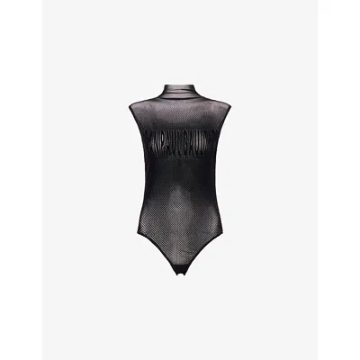 Jean Paul Gaultier Womens Black Velvet Sleeveless Stretch-woven Bodysuit