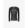 Jean Paul Gaultier Womens Black/black The Morphing Pinstripe-pattern Woven Top In Black/black