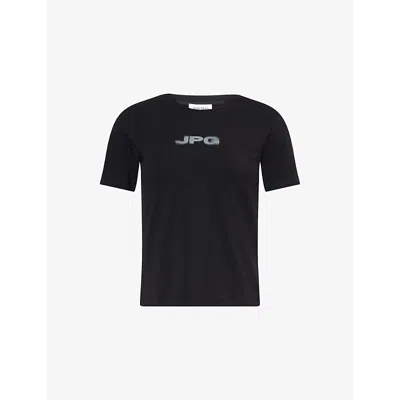 JEAN PAUL GAULTIER WOMENS JEAN PAUL GAULTIER LOGO-PRINT ROUND-NECK STRETCH COTTON-JERSEY T-SHIRT