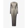 Jean Paul Gaultier Printed Spiraral Long Dress Woman Black In Black/grey/ecru