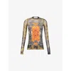 Jean Paul Gaultier Graphic Print Sheer Fabric Tops In Multi