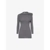 Jean Paul Gaultier Womens Middle Grey Hooded Ribbed Wool Jumper In Gray