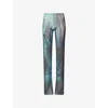 Jean Paul Gaultier Printed Flared-leg Mesh Trousers