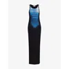 Jean Paul Gaultier Ribbed Long Dress ''le Mâle'' In Black/blue