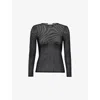 Jean Paul Gaultier Womens Velvet-branding Long-sleeves Stretch-woven Top Black In Black