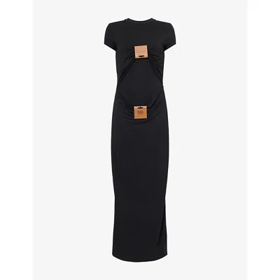 Jean Paul Gaultier Womens Leather Label Stretch-jersey Midi Dress Black