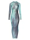 Jean Paul Gaultier Printed Long-sleeved Midi Dress In Multi