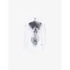 Jean Paul Gaultier Womens White Black Printed Curved-hem Stretch-cotton Shirt In White