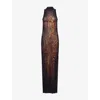 Jean Paul Gaultier Womens Printed Sleeveless Woven Midi Dress Black/brown Xl