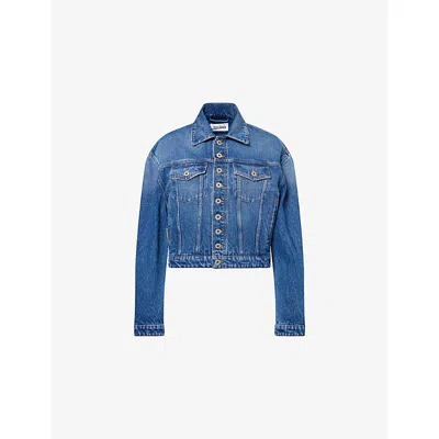 Jean Paul Gaultier Womens Vintageblue Buttoned Peak-collar Denim Jacket Xs