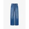 Jean Paul Gaultier Haute Jeanerie Embellished Low-rise Wide-leg Jeans In Vintageblue