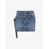 Jean Paul Gaultier Womens Vintageblue Front-strap Denim Mini Skirt In Blue